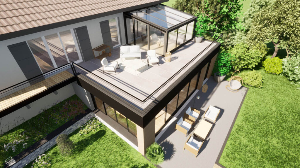 extension avec terrasse à Menthon-saint-bernard par l'architecte Anne Cécile Azzolin