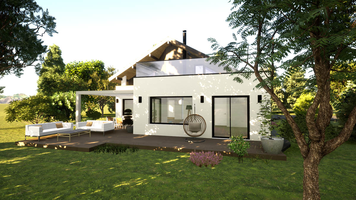 architecte à saint jorioz pour l'extension d'une maison avec pergola