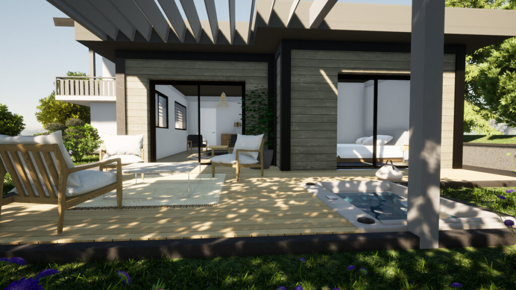 vue 3D d'une extension d'une maison à Menthon Saint Bernard par Cezembre Architecture