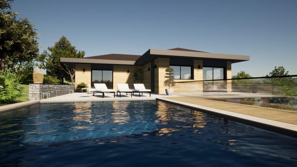 rénovation complète d'une villa à Sevrier, avec piscine en terrasse haute, vue lac d'Annecy, par l'architecte Anne-Cécile Azzolin, Cezembre architecture
