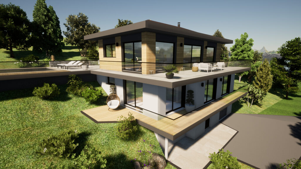 rénovation complète d'une villa à Sevrier, avec piscine en roof top, vue lac d'Annecy, par l'architecte Anne-Cécile Azzolin, Cezembre architecture