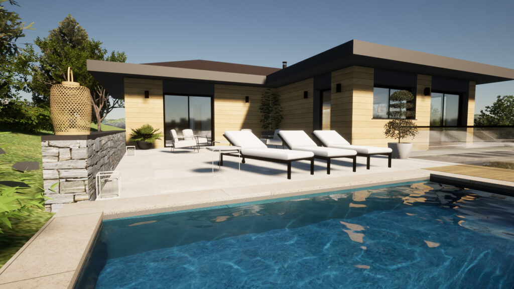rénovation complète d'une villa à Sevrier, avec piscine en roof top, vue lac d'Annecy, par l'architecte Anne-Cécile Azzolin, Cezembre architecture