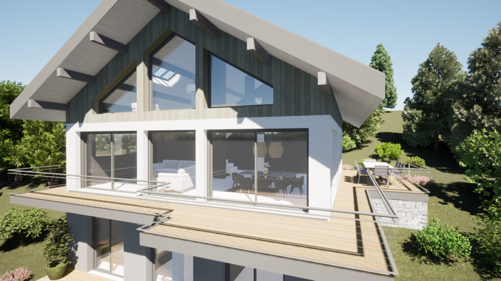 villa neuve à Veyrier-du-Lac (annecy), moderne, vitrée, vue lac
