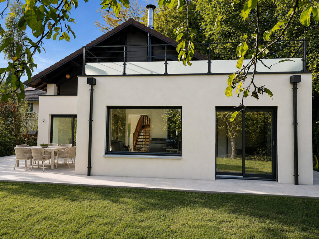 architecte à saint jorioz pour l'extension d'une maison avec pergola